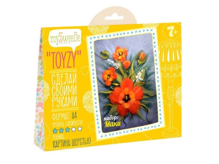 Картина шерстью «Маки» — картинка 2