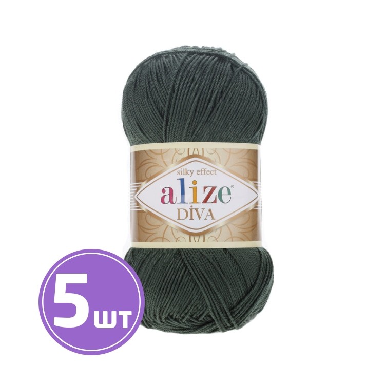 Пряжа ALIZE Diva Silk effekt (131), хаки, 5 шт. по 100 г