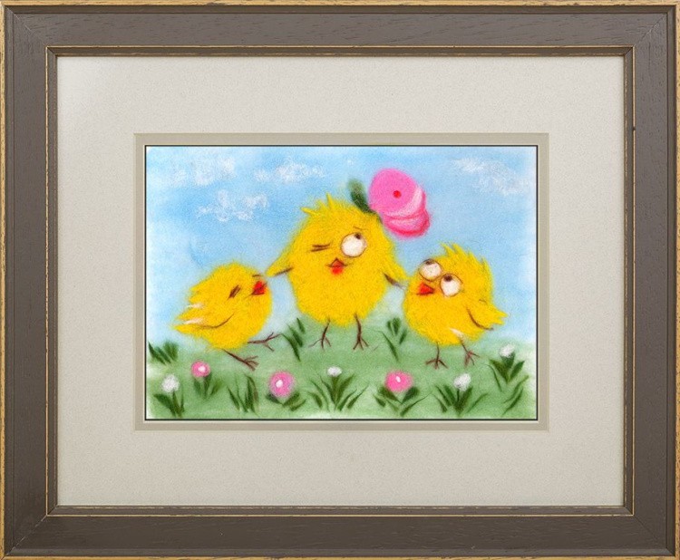Картина шерстью «Веселые цыплята» — картинка 2