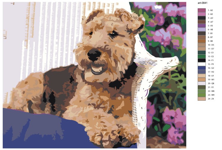 Картина по номерам Собака вельштерьер лежит в саду — картинка 2