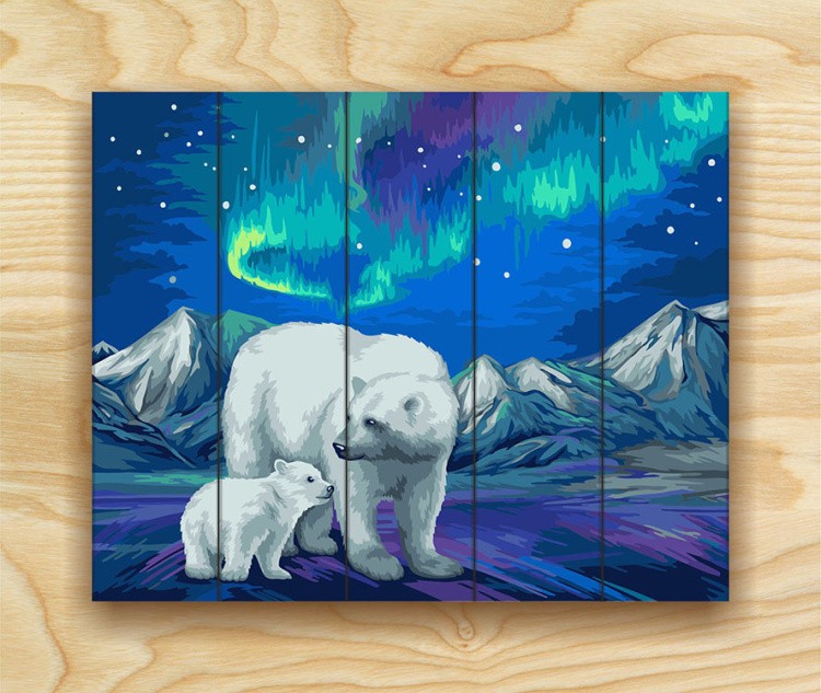 Картина по номерам по дереву Flamingo «Северное сияние» — картинка 2