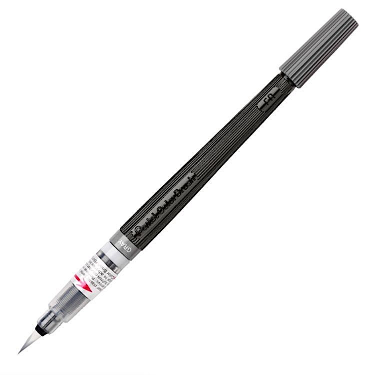 Кисть с краской Colour Brush, 1-10 мм, 5 мл, цвет: серый, Pentel