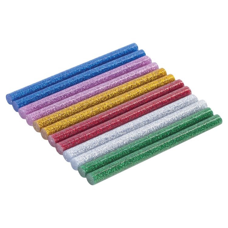 Клеевые стержни, диаметр 7 мм, длина 100 мм, цветные (ассорти), с блестками, 12 шт., 6 цв., Brauberg — картинка 2