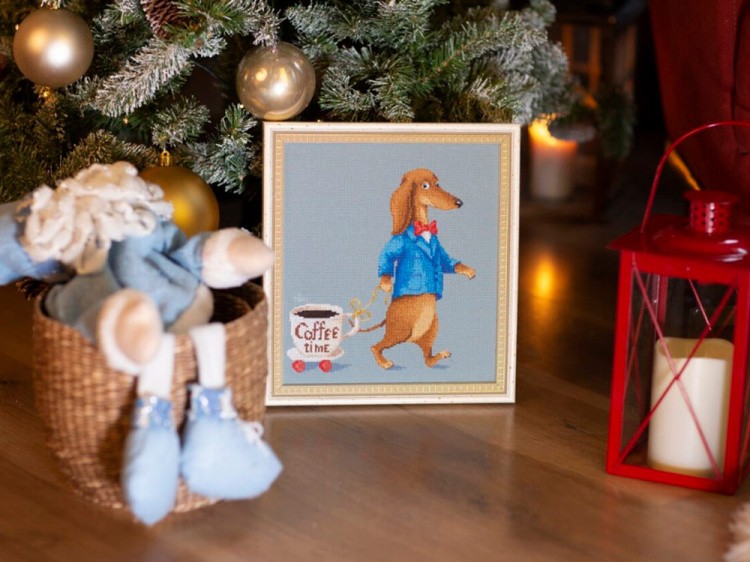 Набор для вышивания «Такса с чашкой кофе» — картинка 4