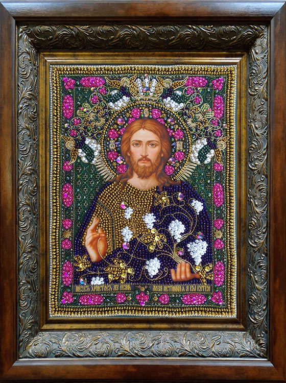 Набор для вышивания хрустальными камнями «Спас Лоза истинная» (акриловый жемчуг) — картинка 2