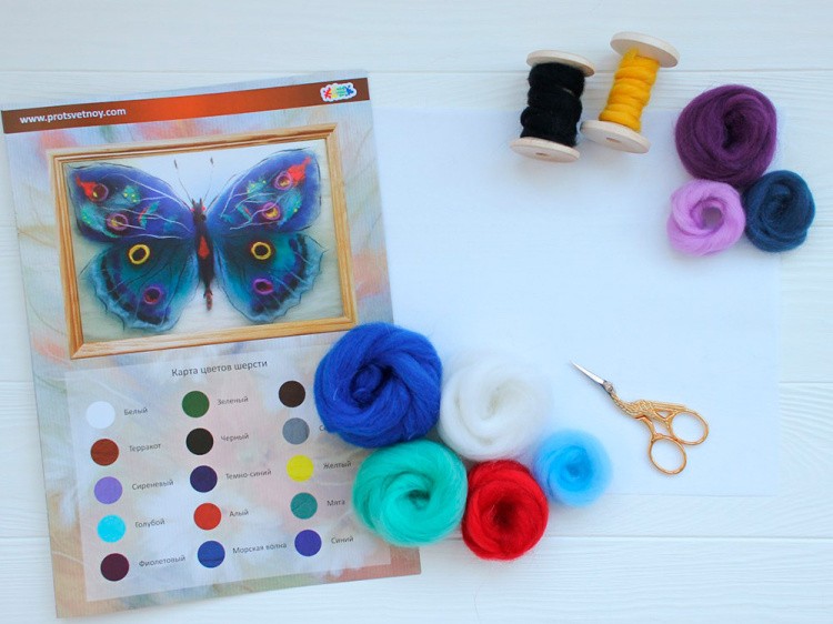 Картина шерстью «Бабочка Артемида» — картинка 3