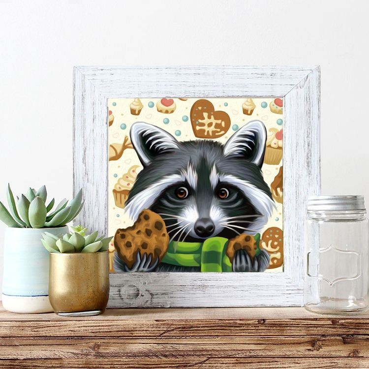 Алмазная вышивка «Енот-сладкоежка» — картинка 2