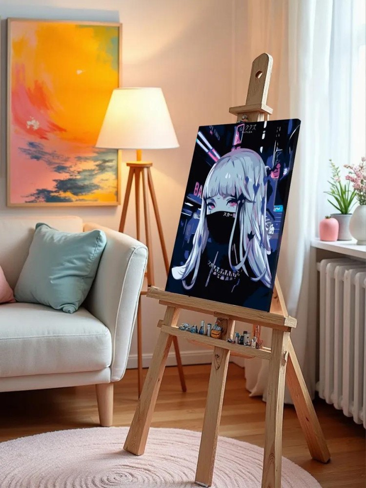 Картина по номерам «Аниме. Девушка в черной маске» — картинка 9