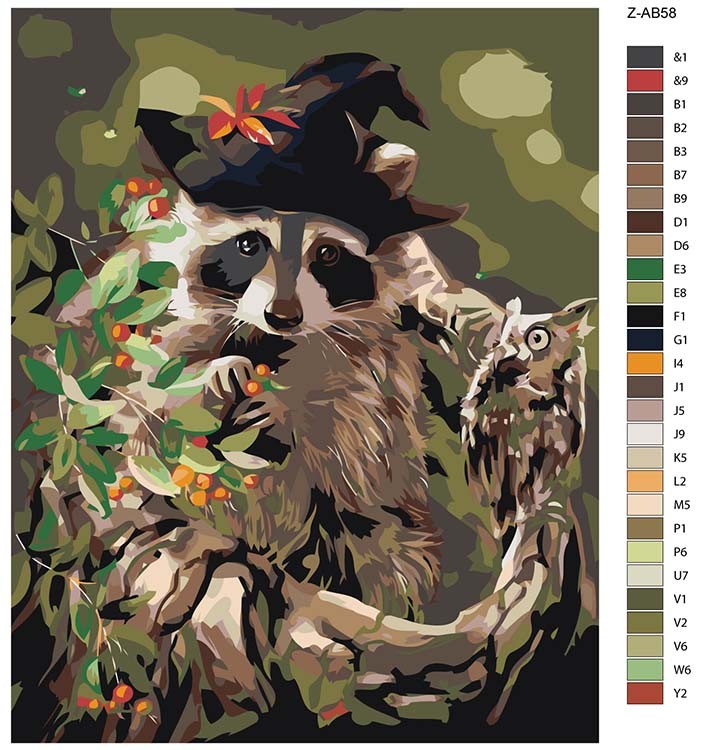 Картина по номерам «Енот в шляпе» — картинка 2