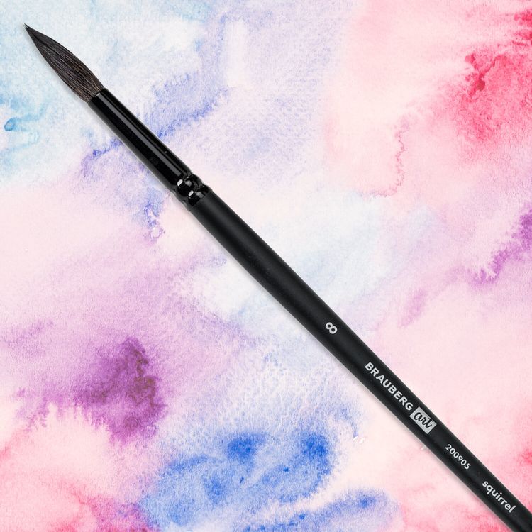 Кисть художественная профессиональная Art Classic, белка, круглая, № 8, длинная ручка, Brauberg — картинка 5