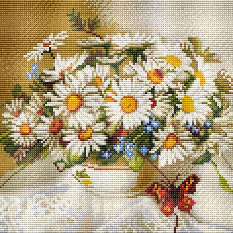 Алмазная вышивка «Букет ромашек» — картинка 2