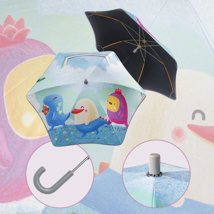 Зонт детский Верные друзья, трость, 6 спиц, механический, антишторм — картинка 3