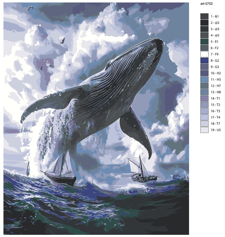 Картина по номерам Животные большой кит корабли и море — картинка 2