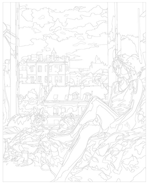 Картина по номерам «Девушка с котом у открытого окна 2» — картинка 3