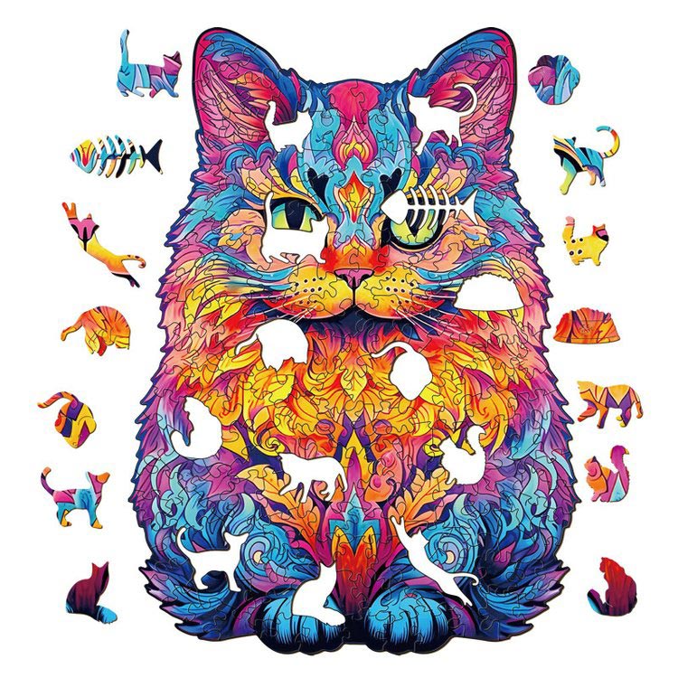 Деревянные пазлы «Радужный кот M», Woodbests — картинка 2