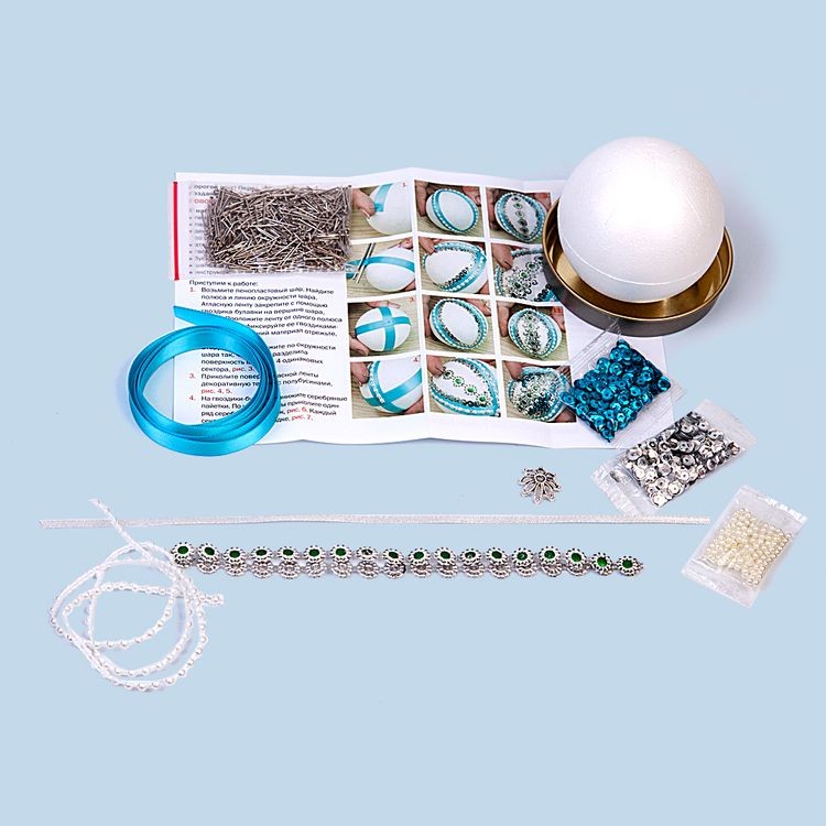 Набор для творчества «Новогодний шар из пайеток. Серебряный», Волшебная мастерская — картинка 2