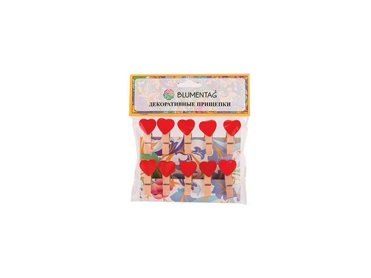Декоративные прищепки «Сердечки», красные, 3,5 см, 10 шт., Blumentag