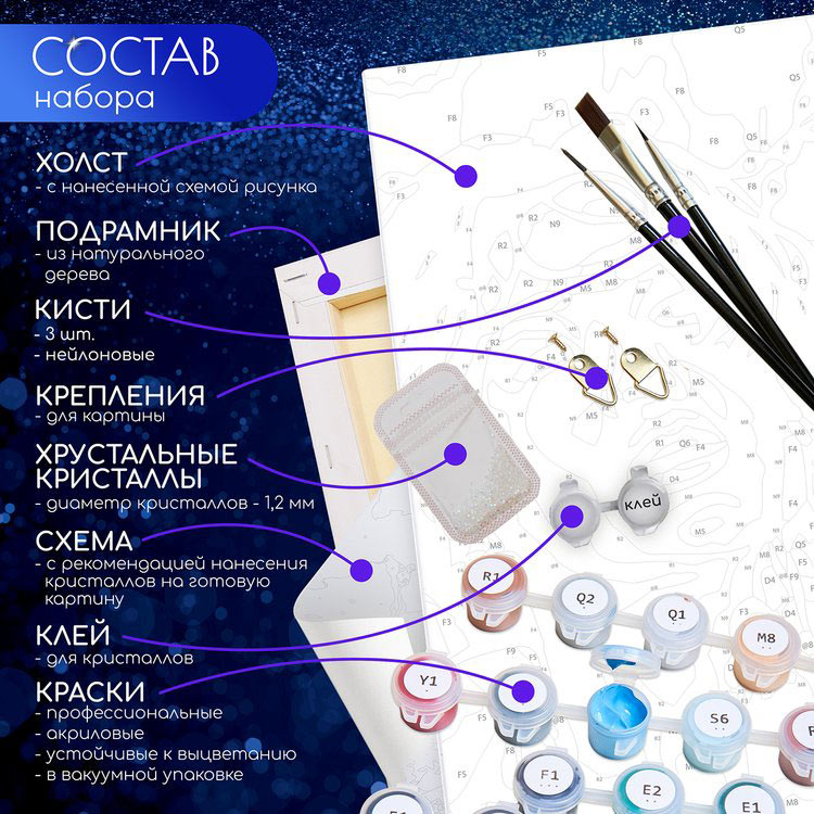 Картина по номерам с кристаллами «Неоновый дракон» — картинка 2