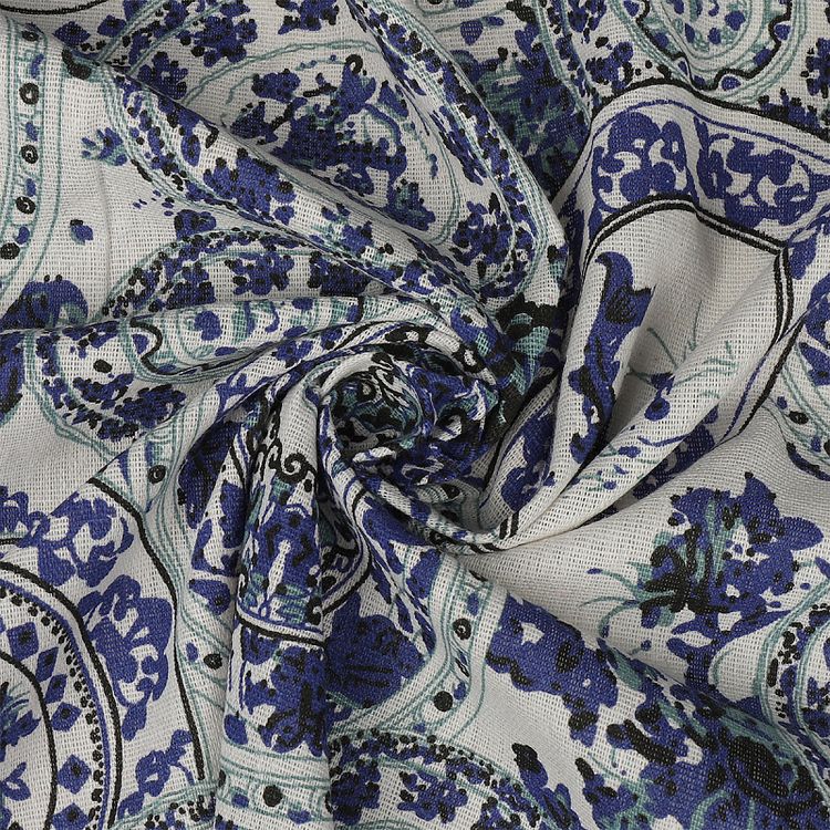 Ткань Лен, 140 г/м², 5 м x 150 см, цвет: синий, принт, TBY — картинка 2