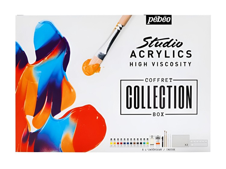 Краски Pebeo акриловые 12 цветов набор Studio Acrylics 20 мл — картинка 4