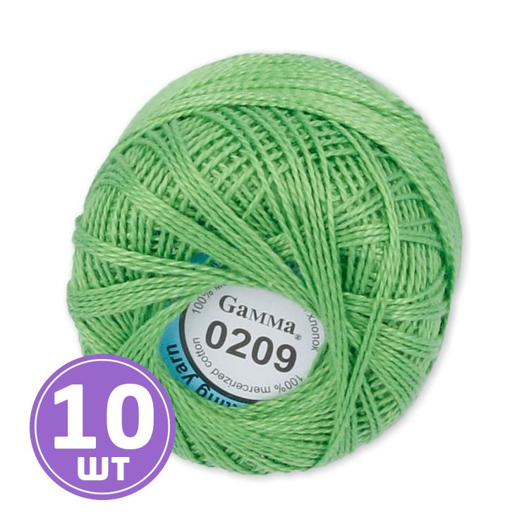 Пряжа Gamma Ирис (0209), светло-зеленый, 10 шт. по 10 г