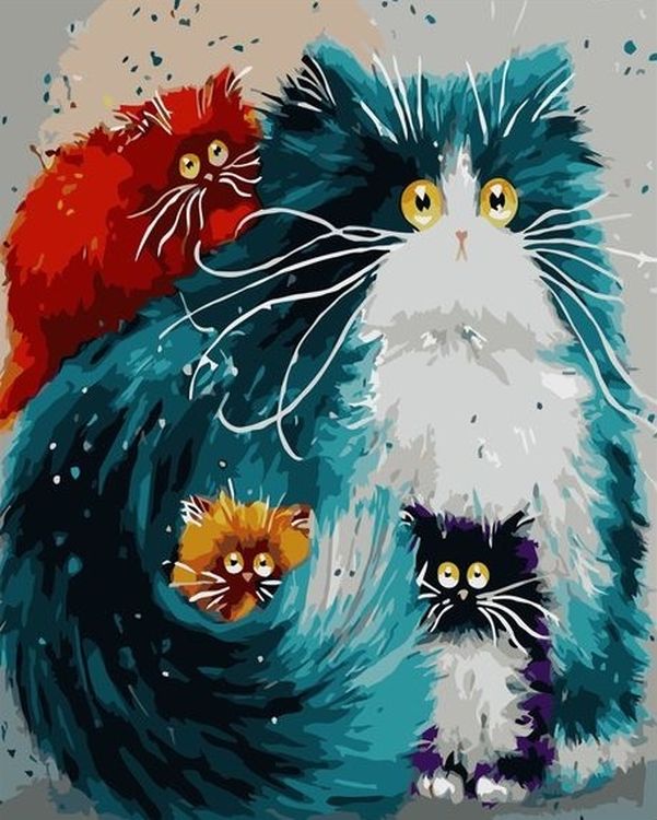 Картина по номерам «Разноцветные коты»
