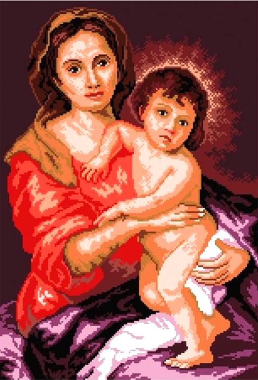 Рисунок на ткани «Мадонна с младенцем»