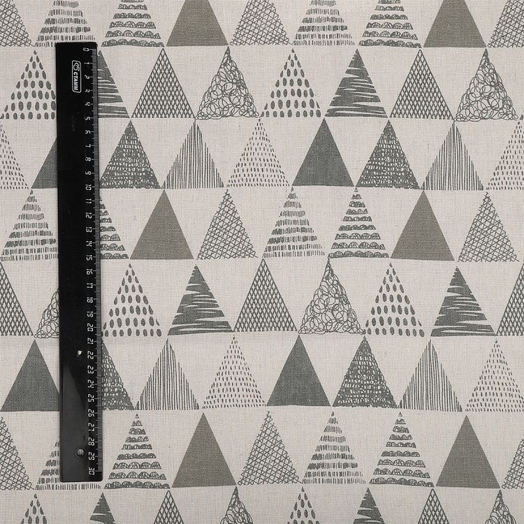 Ткань льняная, 3 м x 150 см, 140 г/м², цвет: молочный, геометрический принт, TBY — картинка 6