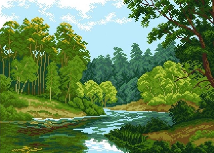 Рисунок на ткани «Зеленый край»