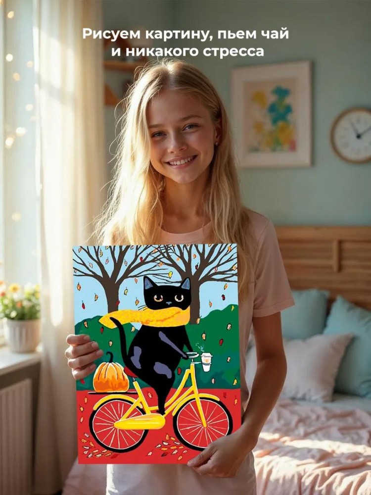 Картина по номерам «На велосипеде. Осень» — картинка 6