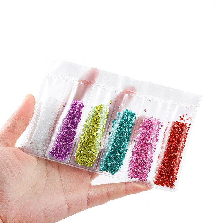Стеклянная крошка мелкая 40 г, набор из 6 цветов, разноцветная — картинка 2