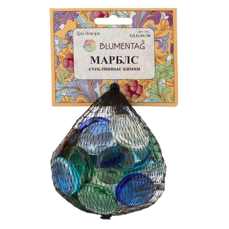 Камни стеклянные марблс, 30 - 33 мм, 6 шт. по 340 г, цвет: зеленый, Blumentag — картинка 3