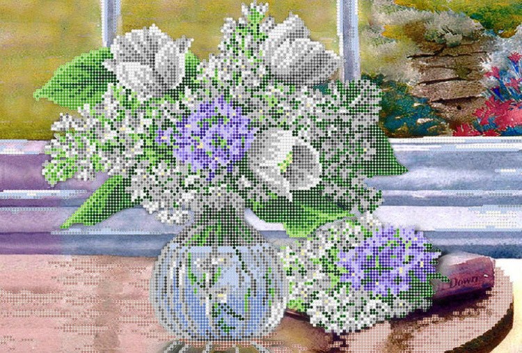 Рисунок на ткани «Белые тюльпаны»