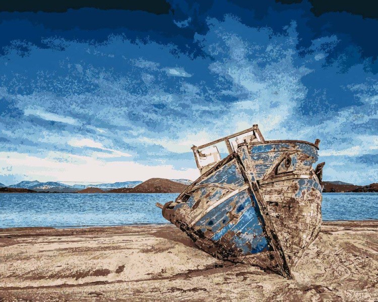 Картина по номерам «Старая лодка»