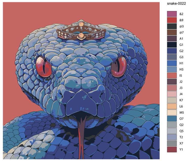 Картина по номерам «Синяя змея с короной, Новый год, животные» — картинка 2