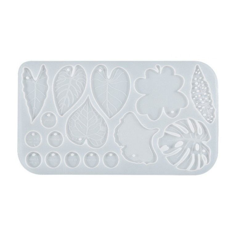 Силиконовый молд - Подвеска и сережки листья, 26x14см 1 шт. — картинка 2