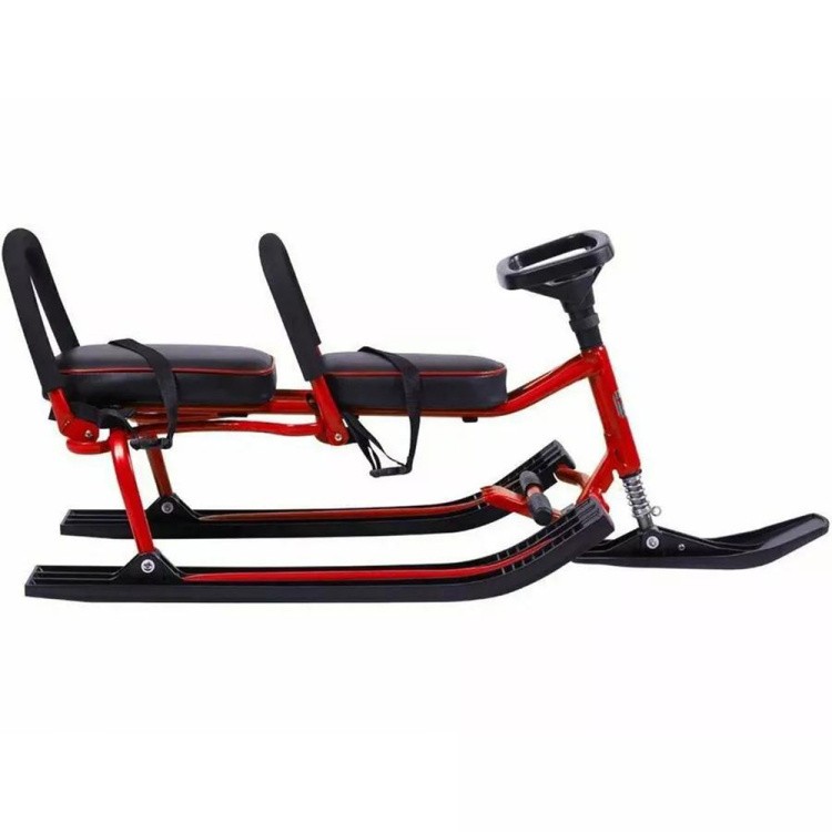 Снегокат детский 503 TWINS BABY со спинкой для двоих красный — картинка 6