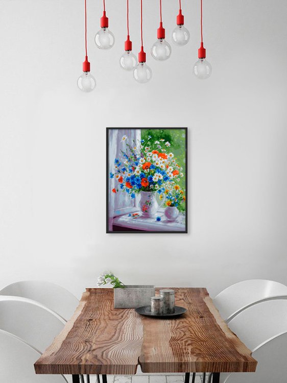 Картина по номерам «Васильки и маки» — картинка 8