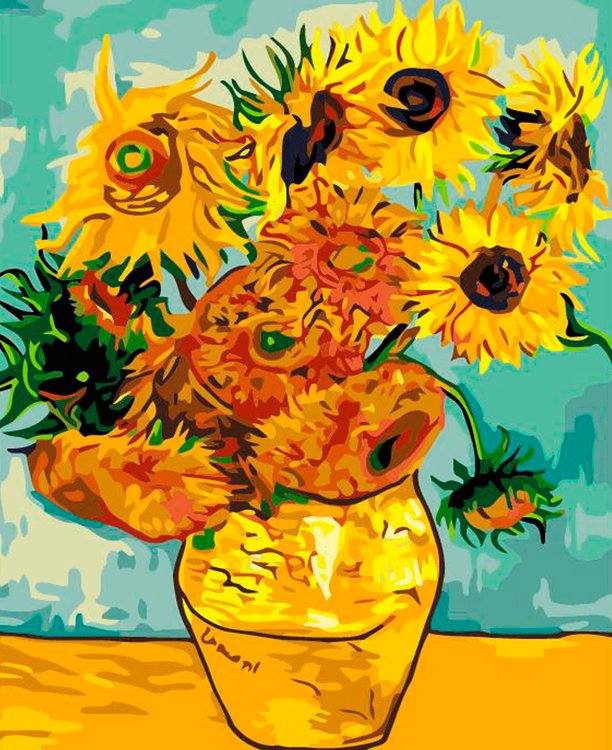 Картина по номерам «Ваза с двенадцатью подсолнухами» Ван Гога