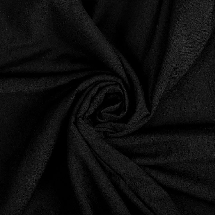 Ткань Хлопок крэш, 1 м х 150 см, 90 г/м², цвет: черный, TBY