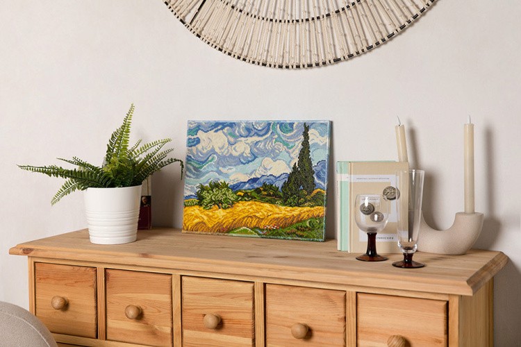 Алмазная вышивка «Пшеничное поле с кипарисами, Винсент ван Гог» — картинка 5