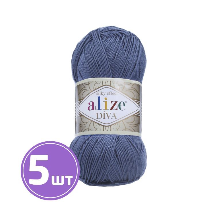 Пряжа ALIZE Diva Silk effekt (353), джинс, 5 шт. по 100 г