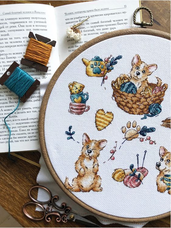 Набор для вышивания «Сэмплер. Корги-озорник» — картинка 3