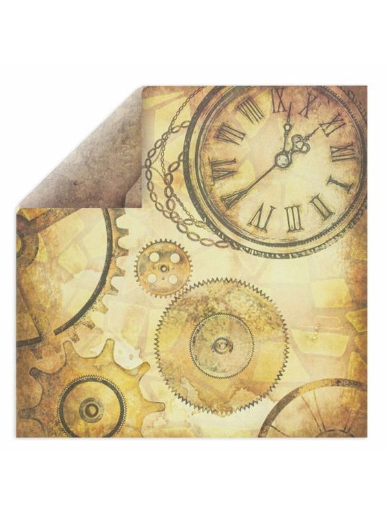 Бумага для скрапбукинга 30х30 см «Стимпанк», 12 дизайнов — картинка 7