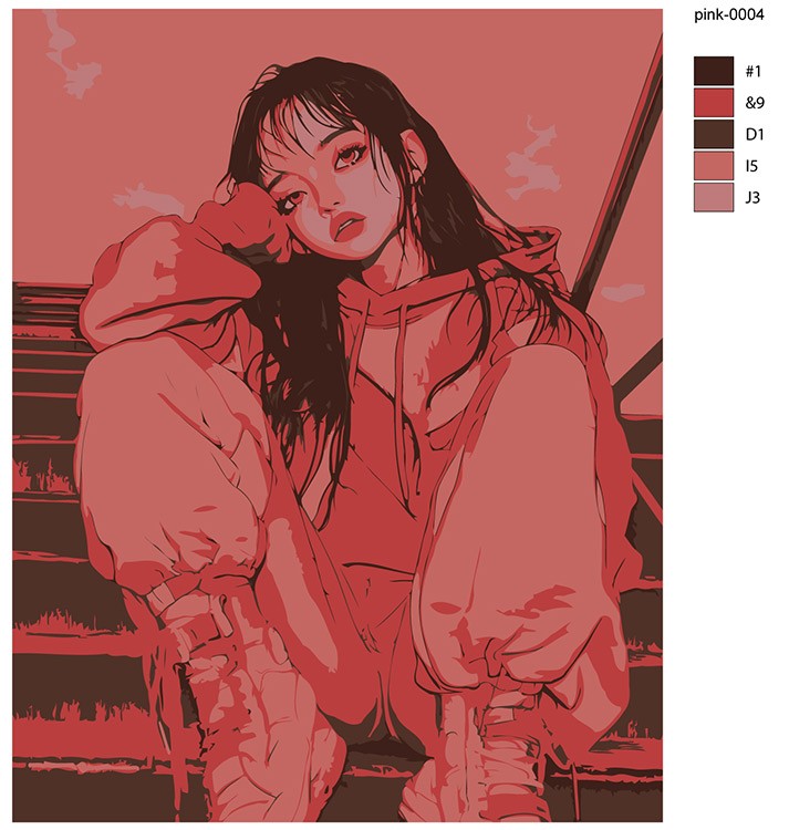 Картина по номерам «Девушка в стиле аниме, уличный стиль» — картинка 2