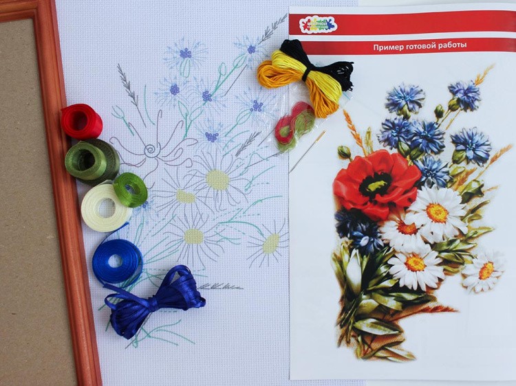 Вышивка лентами «Летний букет» — картинка 2