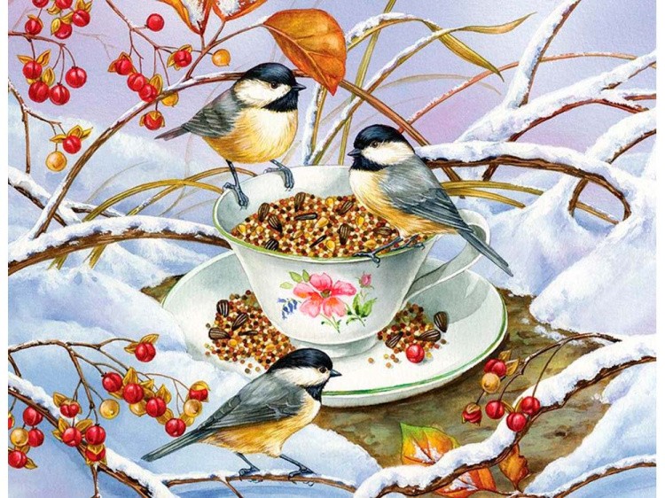 Картина по номерам «Зимние гости» — картинка 2