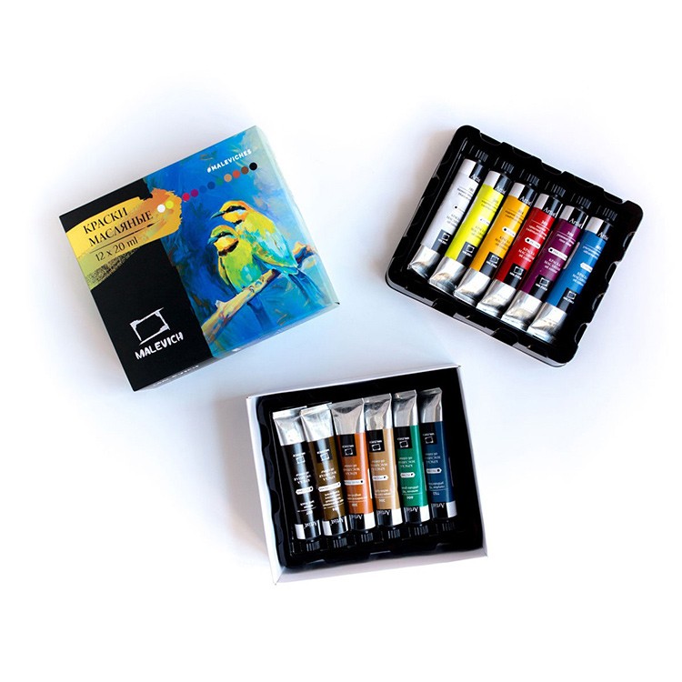 Набор масляных красок Малевичъ, тубы 20 мл, 12 цв. — картинка 2