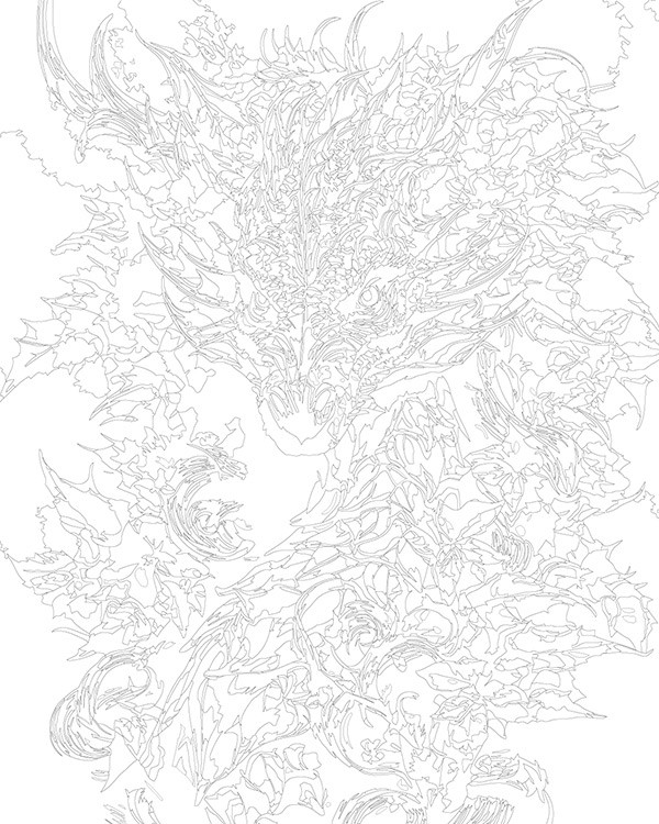 Картина по номерам «Зеленый деревянный дракон в листьях» — картинка 3