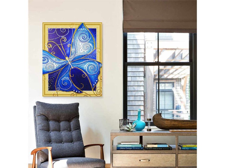 Алмазная вышивка 5D «Голубые крылья бабочки» — картинка 7